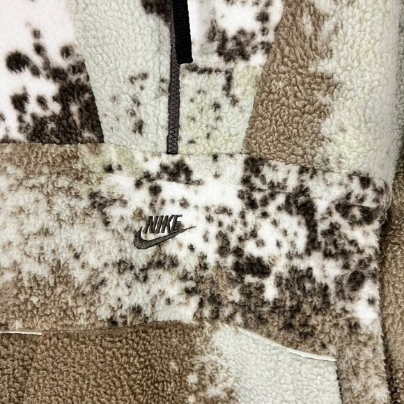 NEW NIKE MENS HOODIE 1/2 ZIP MEDIUM TALL BROWN CREAM SHERPA FLEECE dd5009-072 - Picture 8 of 8